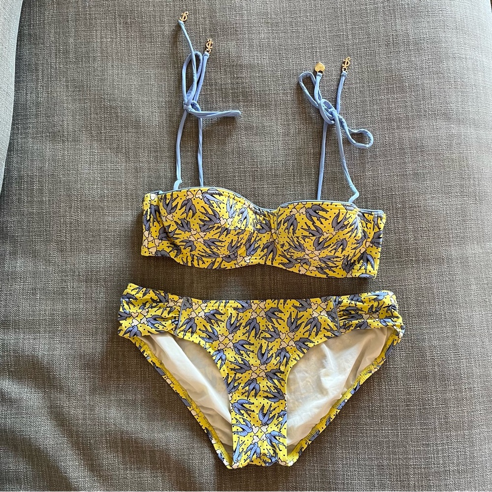 Juicy Couture Yellow and Blue Bikini Swimwear